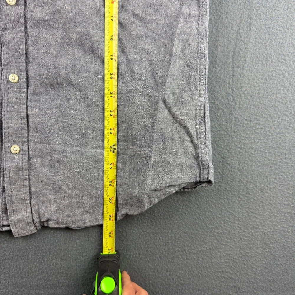 Banana Republic Shirt Men's L Blue Linen Blend Slim Fit Lightweight Beach Summer